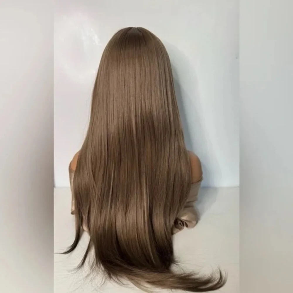 Ash Medium Brown #4 Long Straight Hair Wig - Realistic Look